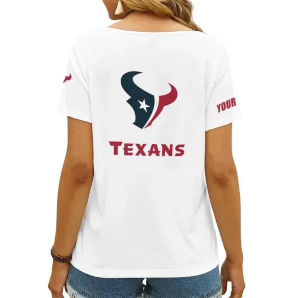 Houston Texans Girl Clothes Summer V-neck Short-sleeved Tees New 2025 AGCWTS1044 - Image 2