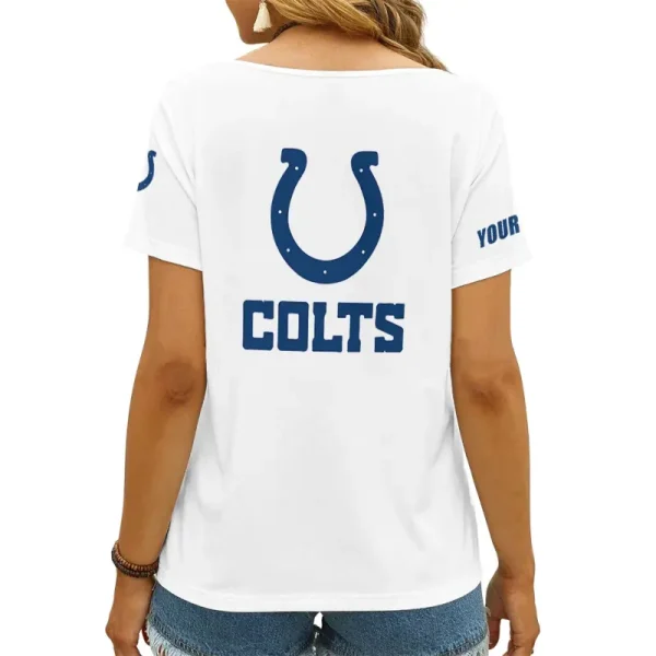 Indianapolis Colts Girl Clothes Summer V-neck Short-sleeved Tees New 2025 AGCWTS1045 - Image 2