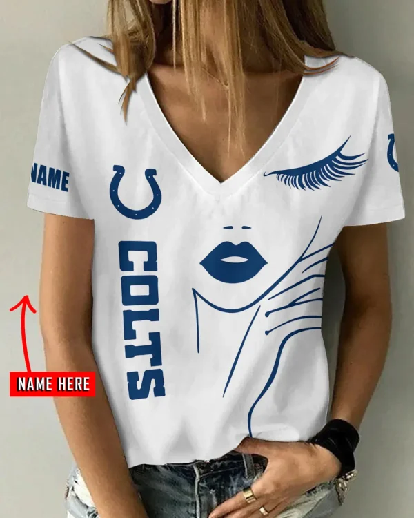 Indianapolis Colts Girl Clothes Summer V-neck Short-sleeved Tees New 2025 AGCWTS1045