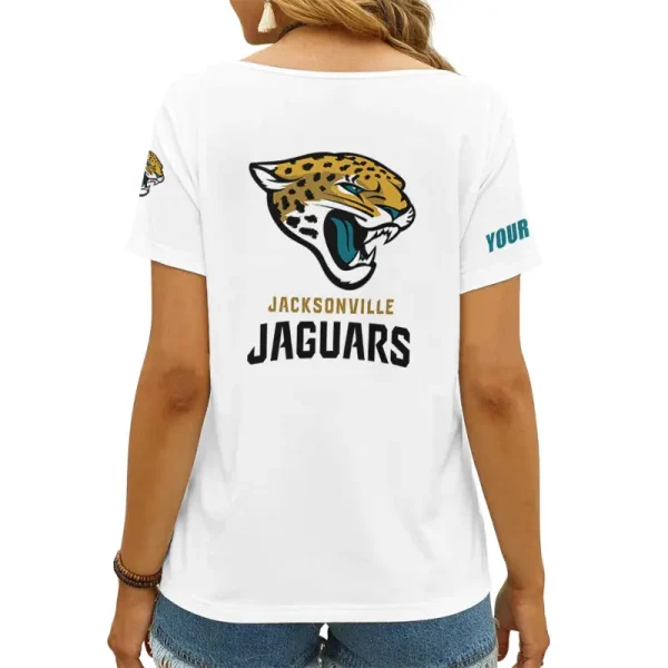 Jacksonville Jaguars Girl Clothes Summer V-neck Short-sleeved Tees New 2025 AGCWTS1046 - Image 2
