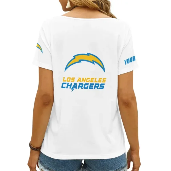 Los Angeles Chargers Girl Clothes Summer V-neck Short-sleeved Tees New 2025 AGCWTS1049 - Image 2