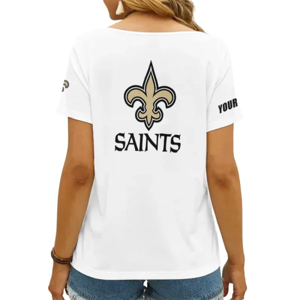 New Orleans Saints Girl Clothes Summer V-neck Short-sleeved Tees New 2025 AGCWTS1054 - Image 2