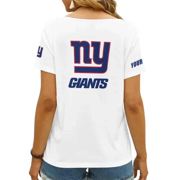 New York Giants Girl Clothes Summer V-neck Short-sleeved Tees New 2025 AGCWTS1055 - Image 2