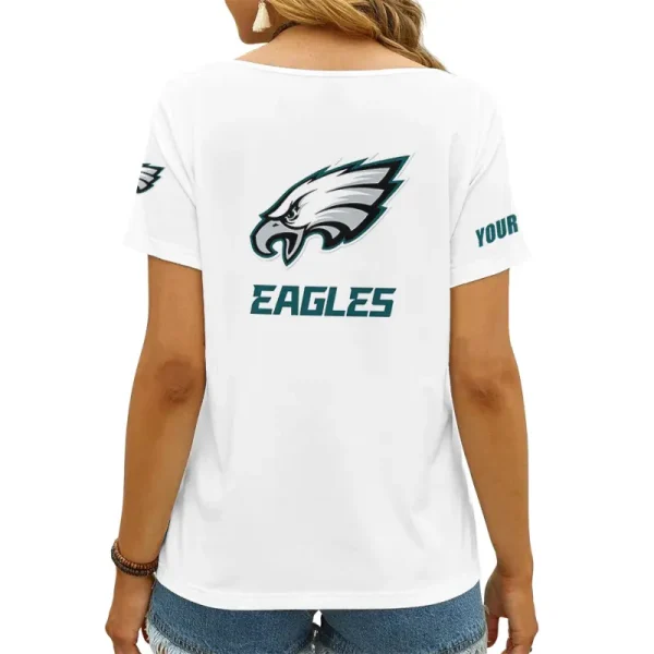 Philadelphia Eagles Girl Clothes Summer V-neck Short-sleeved Tees New 2025 AGCWTS1057 - Image 2