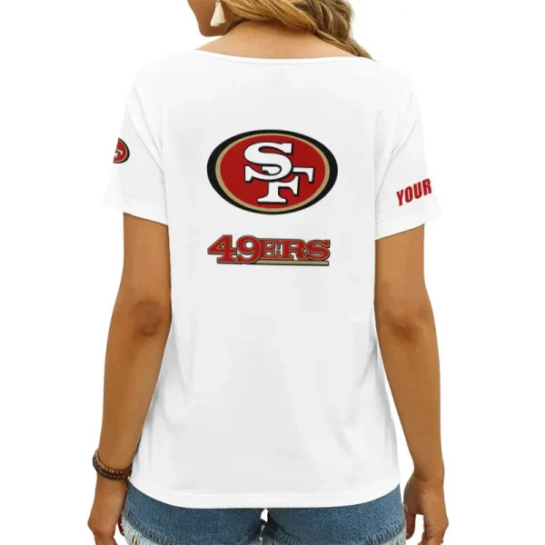 San Francisco 49ers Girl Clothes Summer V-neck Short-sleeved Tees New 2025 AGCWTS1059 - Image 2