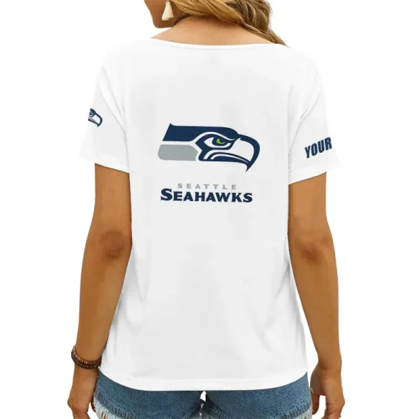 Seattle Seahawks Girl Clothes Summer V-neck Short-sleeved Tees New 2025 AGCWTS1060 - Image 2