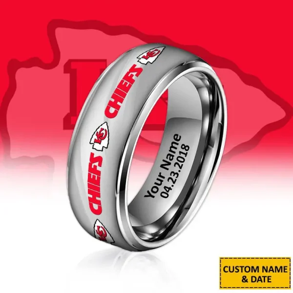 Kansas City Chiefs New Style Ring Personalized Name And Date Gift For Fans AZSSRINGS068 - Image 2