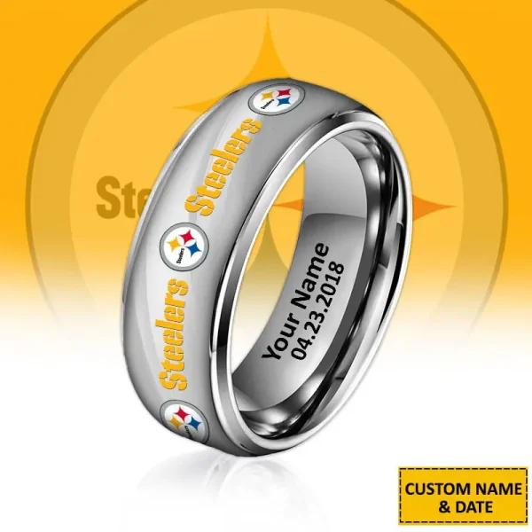 Pittsburgh Steelers New Style Ring Personalized Name And Date Gift For Fans AZSSRINGS069 - Image 2