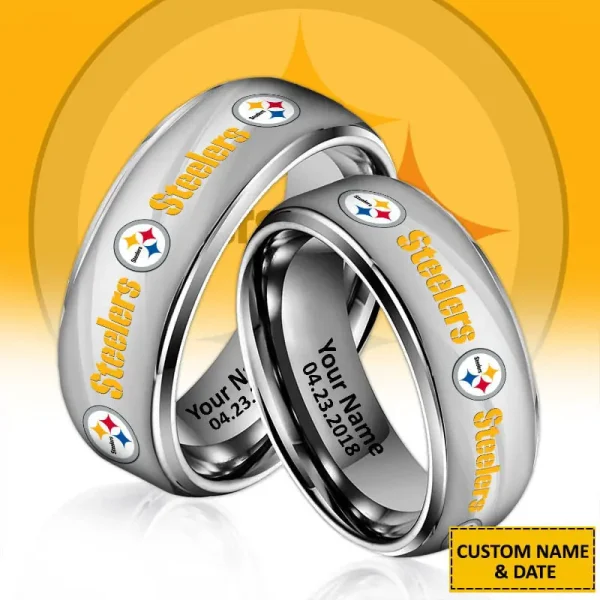Pittsburgh Steelers New Style Ring Personalized Name And Date Gift For Fans AZSSRINGS069
