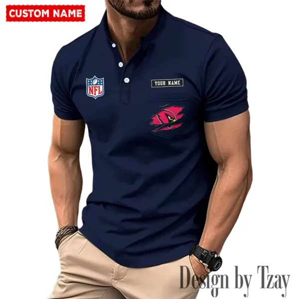 Arizona Cardinals Men's Muscle Henley Shirts New 2025 SPTMMHS001 - Image 3