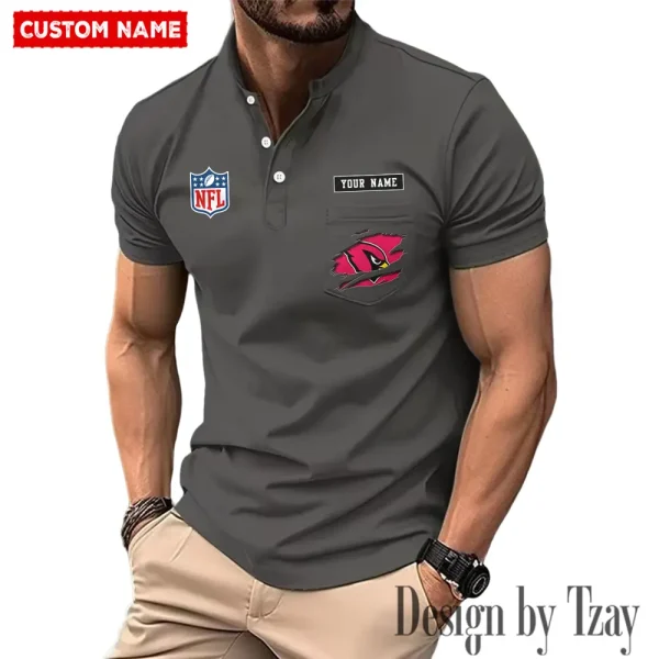 Arizona Cardinals Men's Muscle Henley Shirts New 2025 SPTMMHS001 - Image 4
