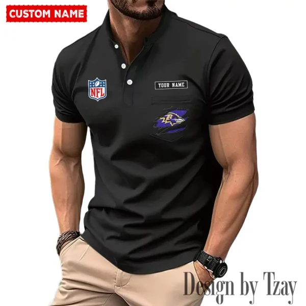 Baltimore Ravens Men's Muscle Henley Shirts New 2025 SPTMMHS003 - Image 2