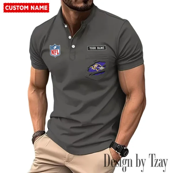 Baltimore Ravens Men's Muscle Henley Shirts New 2025 SPTMMHS003 - Image 5