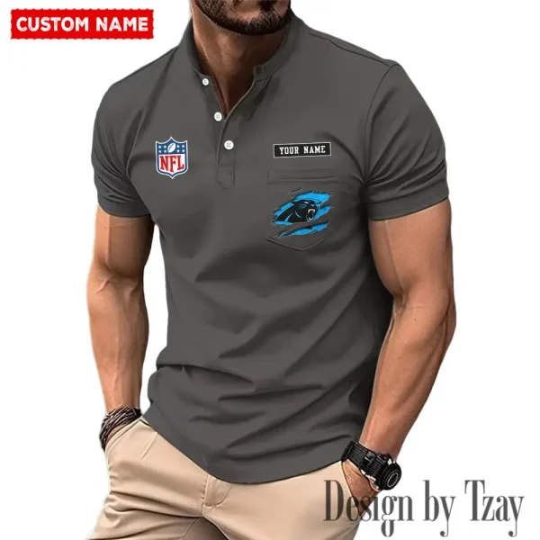 Carolina Panthers Men's Muscle Henley Shirts New 2025 SPTMMHS005 - Image 2