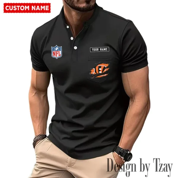 Cincinnati Bengals Men's Muscle Henley Shirts New 2025 SPTMMHS007 - Image 3
