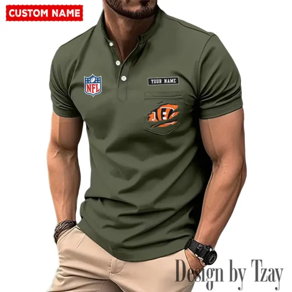 Cincinnati Bengals Men's Muscle Henley Shirts New 2025 SPTMMHS007 - Image 4