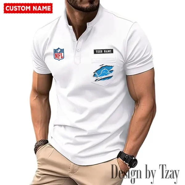 Detroit Lions Men's Muscle Henley Shirts New 2025 SPTMMHS011 - Image 2