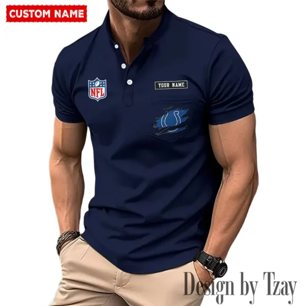 Indianapolis Colts Men's Muscle Henley Shirts New 2025 SPTMMHS014 - Image 3