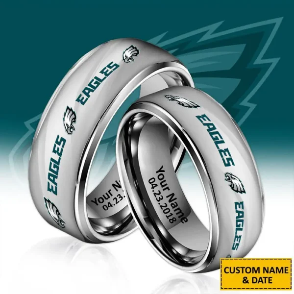 Philadelphia Eagles New Style Ring Personalized Name And Date Gift For Fans AZSSRINGS070