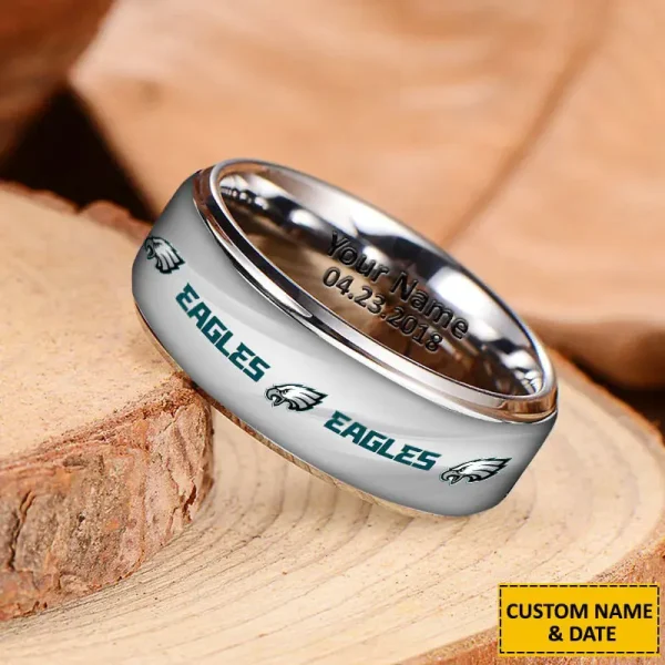 Philadelphia Eagles New Style Ring Personalized Name And Date Gift For Fans AZSSRINGS070 - Image 3