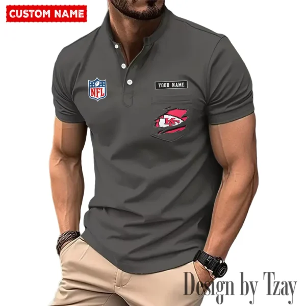 Kansas City Chiefs Men's Muscle Henley Shirts New 2025 SPTMMHS016 - Image 2