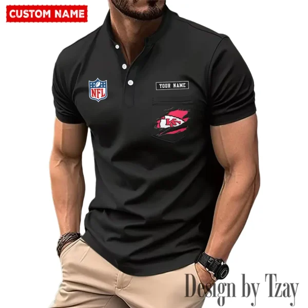 Kansas City Chiefs Men's Muscle Henley Shirts New 2025 SPTMMHS016 - Image 3