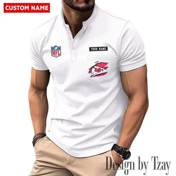 Kansas City Chiefs Men's Muscle Henley Shirts New 2025 SPTMMHS016 - Image 4