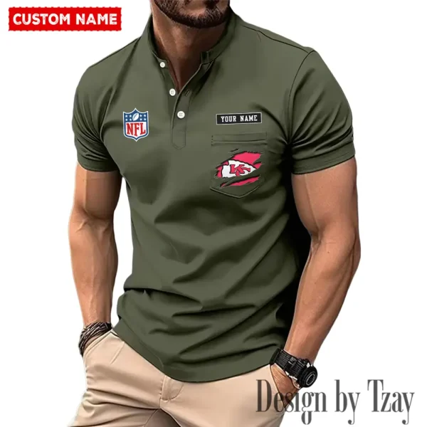 Kansas City Chiefs Men's Muscle Henley Shirts New 2025 SPTMMHS016 - Image 5