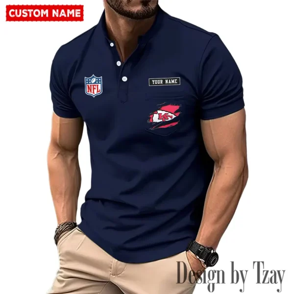Kansas City Chiefs Men's Muscle Henley Shirts New 2025 SPTMMHS016 - Image 6
