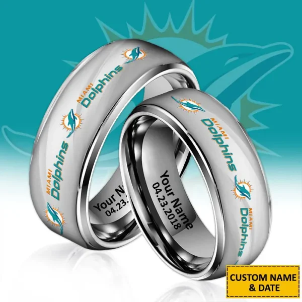 Miami Dolphins New Style Ring Personalized Name And Date Gift For Fans AZSSRINGS072