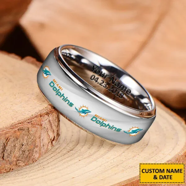 Miami Dolphins New Style Ring Personalized Name And Date Gift For Fans AZSSRINGS072 - Image 3