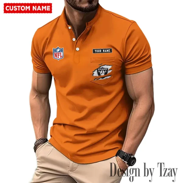 Las Vegas Raiders Men's Muscle Henley Shirts New 2025 SPTMMHS017 - Image 4