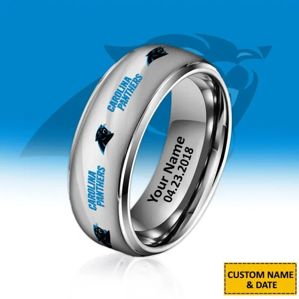Carolina Panthers New Style Ring Personalized Name And Date Gift For Fans AZSSRINGS074 - Image 2