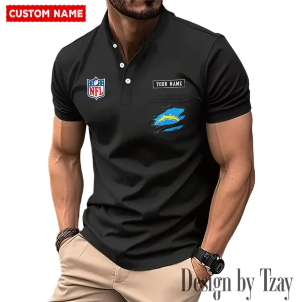 Los Angeles Chargers Men's Muscle Henley Shirts New 2025 SPTMMHS018 - Image 2