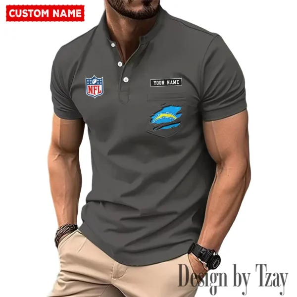 Los Angeles Chargers Men's Muscle Henley Shirts New 2025 SPTMMHS018 - Image 4