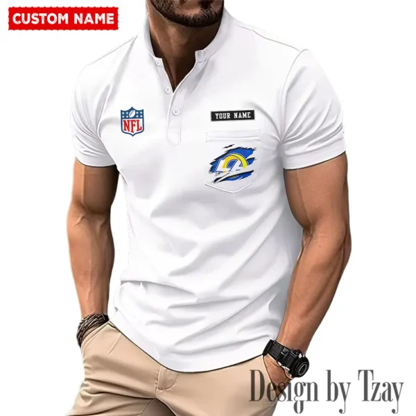 Los Angeles Rams Men's Muscle Henley Shirts New 2025 SPTMMHS019 - Image 2