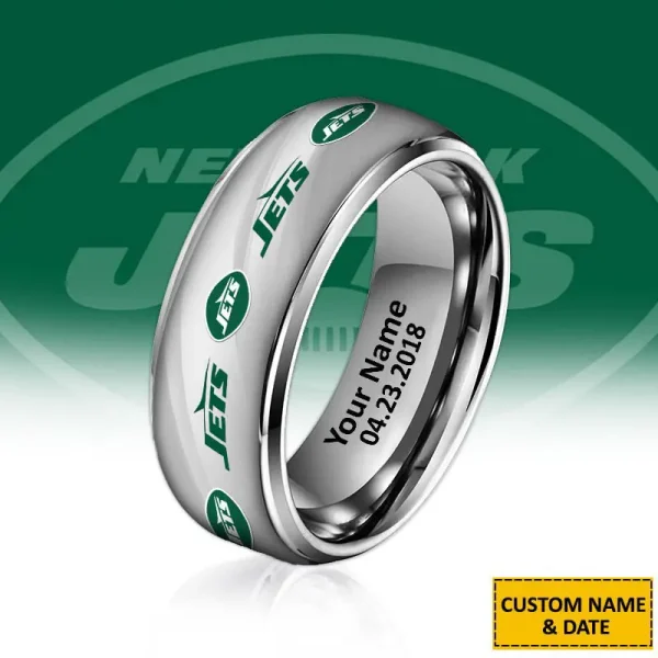 New York Jets New Style Ring Personalized Name And Date Gift For Fans AZSSRINGS076 - Image 2