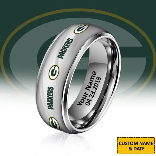 Green Bay Packers New Style Ring Personalized Name And Date Gift For Fans AZSSRINGS077 - Image 2