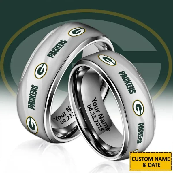Green Bay Packers New Style Ring Personalized Name And Date Gift For Fans AZSSRINGS077