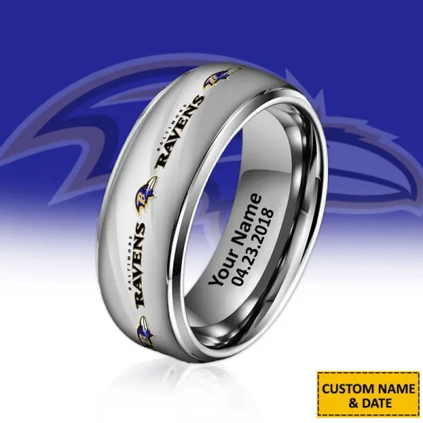 Baltimore Ravens New Style Ring Personalized Name And Date Gift For Fans AZSSRINGS078 - Image 2
