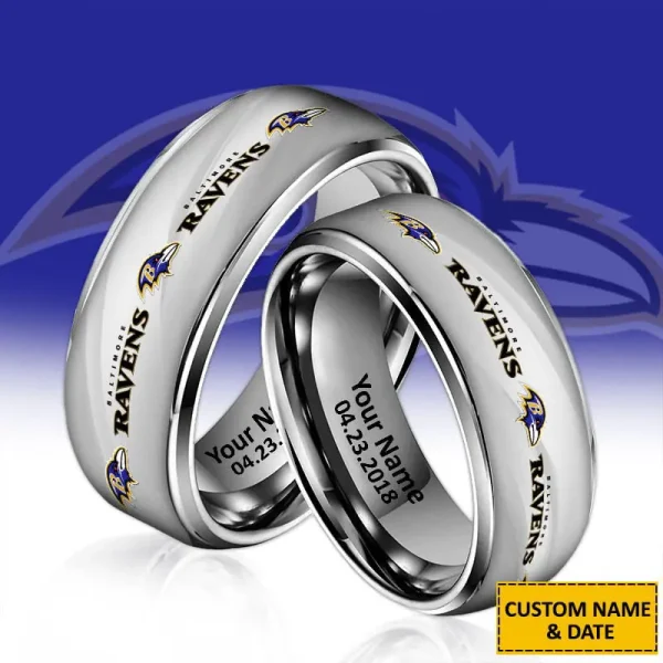 Baltimore Ravens New Style Ring Personalized Name And Date Gift For Fans AZSSRINGS078