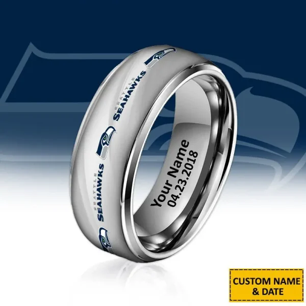Seattle Seahawks New Style Ring Personalized Name And Date Gift For Fans AZSSRINGS079 - Image 2