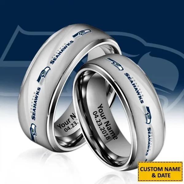 Seattle Seahawks New Style Ring Personalized Name And Date Gift For Fans AZSSRINGS079