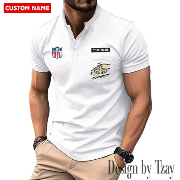 New Orleans Saints Men's Muscle Henley Shirts New 2025 SPTMMHS023 - Image 2