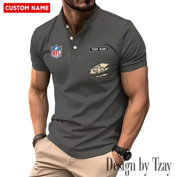 New Orleans Saints Men's Muscle Henley Shirts New 2025 SPTMMHS023 - Image 4
