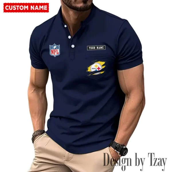 Pittsburgh Steelers Men's Muscle Henley Shirts New 2025 SPTMMHS027 - Image 2