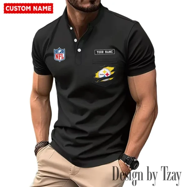 Pittsburgh Steelers Men's Muscle Henley Shirts New 2025 SPTMMHS027 - Image 3
