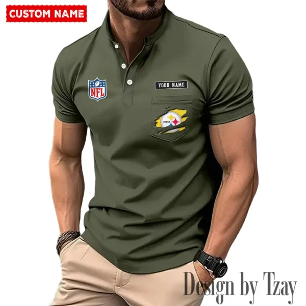 Pittsburgh Steelers Men's Muscle Henley Shirts New 2025 SPTMMHS027 - Image 4