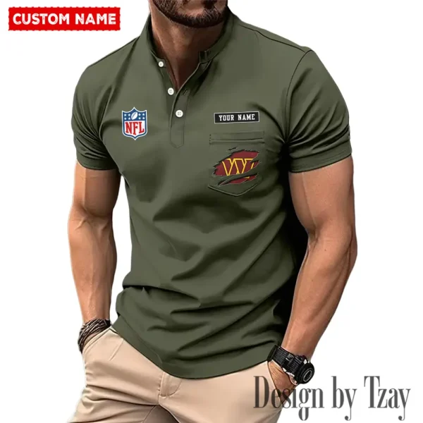 Washington Commanders Men's Muscle Henley Shirts New 2025 SPTMMHS032 - Image 3