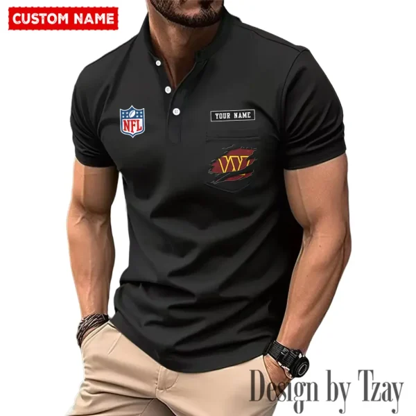 Washington Commanders Men's Muscle Henley Shirts New 2025 SPTMMHS032 - Image 4